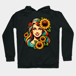 Woman with sunflowers Hoodie